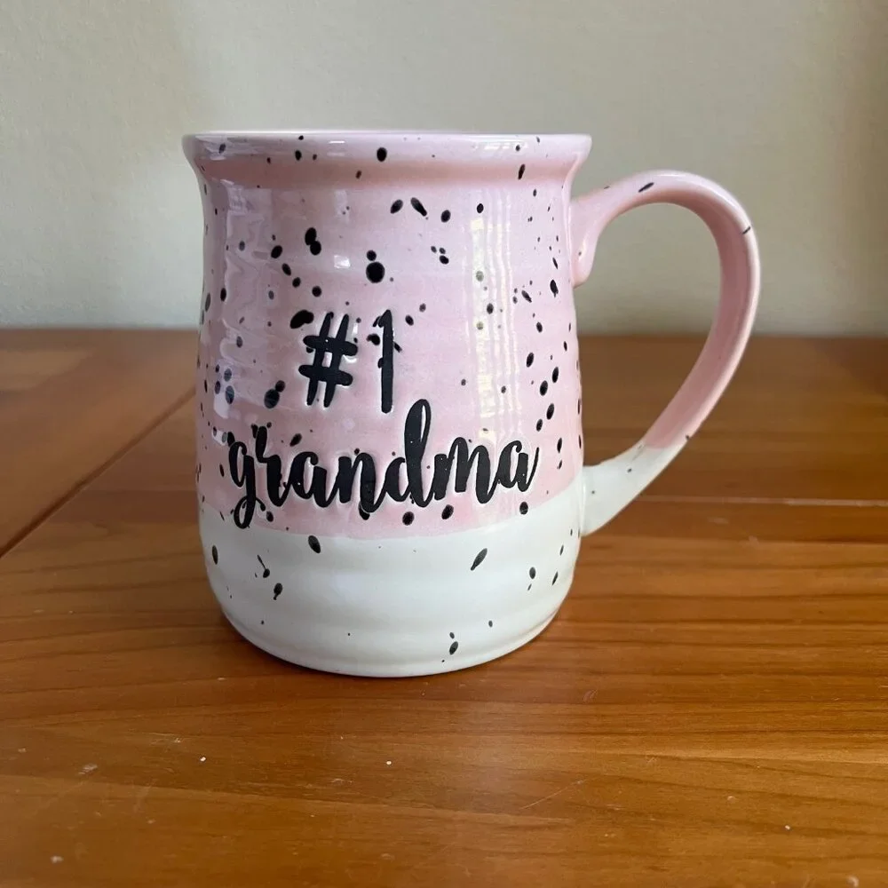 #1 Grandma Mug, Best Grandma Coffee Mug, Pink Ceramic Mugs, Grandma Gifts